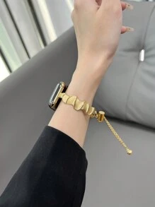 1条不锈钢波浪网状表带，兼容 Ultra1/2/3/SE/Series 11/10/9/8/7/6/5/4/3/2/1，纤薄可调节金属表带（仅表带） - 金色 - 查看 4