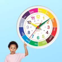 Relógio De Parede Infantil  Analógico Didatico Educativo Aprende Horas - Tamanho Único - Visão 2