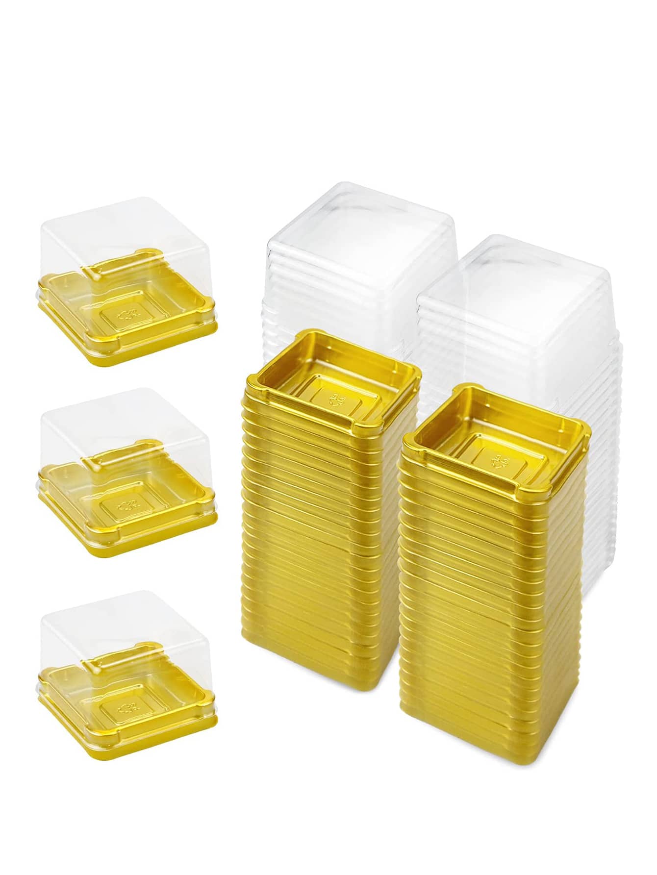 50pcs Disposable Round Cake Box For Wedding, Party, Baking And Packaging - Gold - View 1