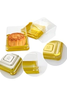 50pcs Disposable Round Cake Box For Wedding, Party, Baking And Packaging - Gold - View 3