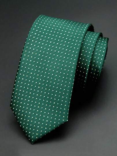 1 件男士 6 厘米宽绿色窄领带，适合休闲、婚礼、派对男士领带