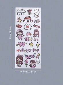 3pcs Cartoon Graphic Assorted Sticker, Cute Multi-purpose Decorative Sticker For DIY Craft, Decoration, Hand Account