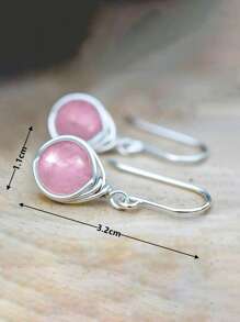 1 Pair Fashion Moonstone Water Drop Earrings, Suitable For Women, Can Be Used For Weddings, Engagements, Anniversaries, Parties, Valentine's Day, Also Can Be Given As Gifts To Mothers, Mother's Day, Etc. - Pink - View 3
