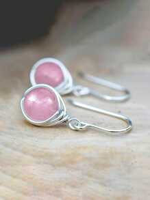 1 Pair Fashion Moonstone Water Drop Earrings, Suitable For Women, Can Be Used For Weddings, Engagements, Anniversaries, Parties, Valentine's Day, Also Can Be Given As Gifts To Mothers, Mother's Day, Etc. - Pink - View 4