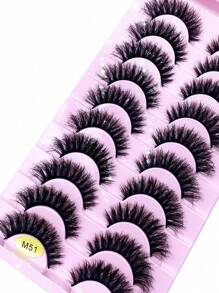 HBZGTLAD 假睫毛,人造假睫毛,20雙合成纖維纖維貓眼形狀超長睫毛延長禮品適合女士和女孩 - 黑色 - 查看 1