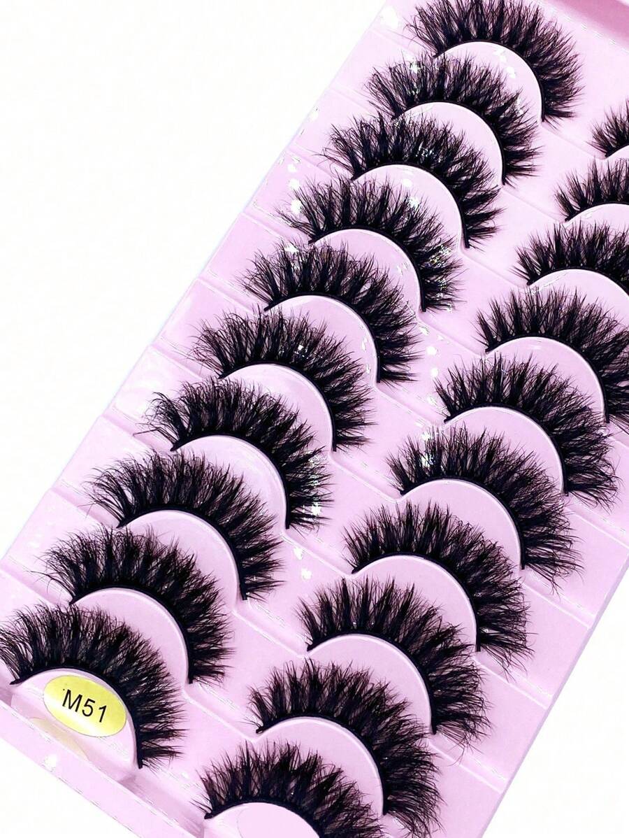 HBZGTLAD 假睫毛,人造假睫毛,20雙合成纖維纖維貓眼形狀超長睫毛延長禮品適合女士和女孩 - 黑色 - 查看 1