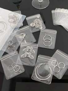 50/30/20/10 peças Sacos de Jóias de PVC, Brincos Anti-Oxidação, Brincos de Pino, Caixa de Jóias para Colar, Bolsa de Armazenamento Selada Portátil para Viagem