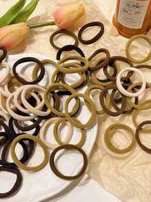 50 Piezas De Bandas Elásticas Grandes Para El Cabello De Color Café - Multicolor - Ver 3