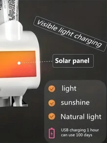 1入組白色智能牙刷消毒器，免打孔牙刷架，自動擠牙膏裝置，縫紉浴室套裝 - 黑色 - 查看 6