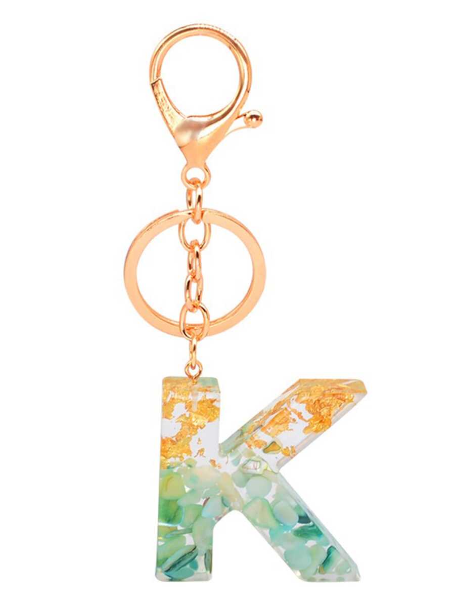 1pc Stylish Resin Capital Letter K Shaped Keychain For Women, Acrylic Backpack Accessory For Couples' Name Keyring - Blue - View 1