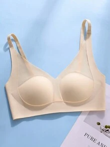 Sexy And Comfortable Thin Bra For Small Breasts, Breathable And Non-wired With Padded Cups, Suitable For Girls With Small Breasts - Apricot - View 3