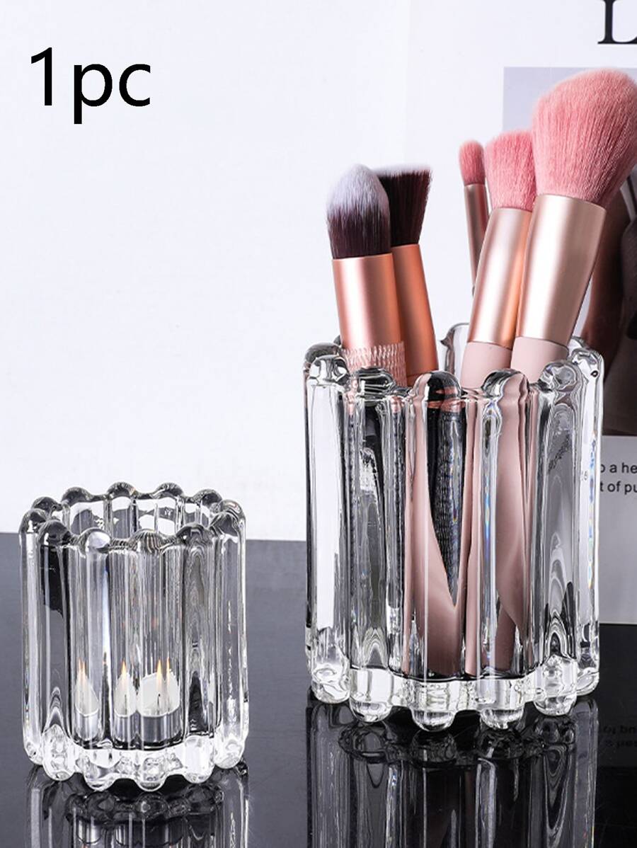 1 Pieza Tubo De Almacenamiento De Vidrio Pequeño Para Pinceles De Maquillaje - transparente - Ver 1