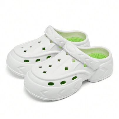 EARLDE Women's Candy-colored Fashionable Thick-soled Hollow-out Shoes For Casual & Vacation, White Summer Soft Skin-friendly Massage Garden Shoes