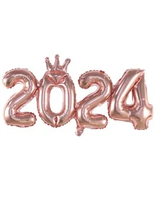 2024數字皇冠形氣球,用於新年裝飾