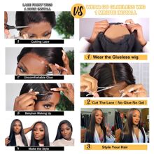 13x4前蕾絲假髮人類頭髮自然黑色長款直發24英寸()預拔毛中間部分透明蕾絲假髮,合適的適用於日常穿著適合女士 - 黑色 - 查看 9