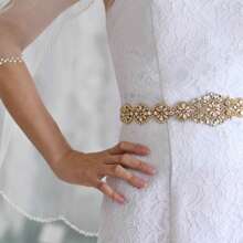 gold rhinestone dress belt - Champagne - View 5