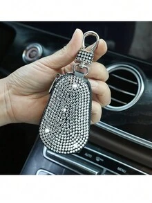 男女通用鑲鑽奢華收納袋，時尚優雅汽車鑰匙包