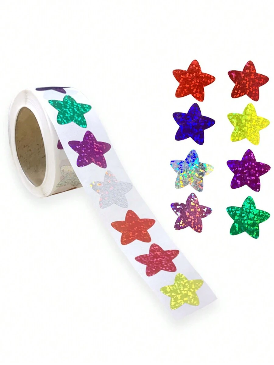 500入/捲激光星形貼紙標籤