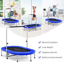 Goplus 50'' Trampoline for 2 People Foldable Rebouncer w/Adjustable Handrail - 藍色 - 查看 4