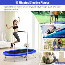 Goplus 50'' Trampoline for 2 People Foldable Rebouncer w/Adjustable Handrail - 藍色 - 查看 3