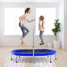 Goplus 50'' Trampoline for 2 People Foldable Rebouncer w/Adjustable Handrail - 藍色 - 查看 1