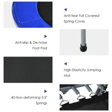 Goplus 50'' Trampoline for 2 People Foldable Rebouncer w/Adjustable Handrail - 藍色 - 查看 6