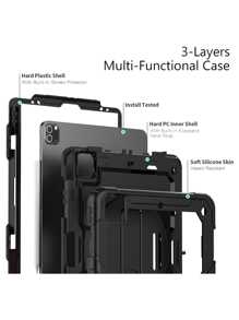 Case For IPad Pro 3rd,4th,5th And 6th Generation 12.9 Inch With Screen Protector, Pencil Holder, Hand Strap And Shoulder Strap For IPad Pro 12.9, Black - Black - View 2