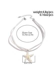 1 Colar De Várias Camadas Com Pingente De Resina De Estrela Do Mar E Concha Arco-íris Boêmio, Adequado Para Uso Diário Em Mulheres E Meninas