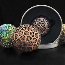 Metallic Hollow Out Dragon Shaped D100 Dice Set, Collocation Of 2 Dice For Large Tabletop Rpg & Dnd, Party Game Accessories - Red - View 1