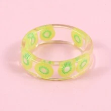 4 Piezas Set De Anillos De Acrílico En Forma De Frutas Para Niños - Multicolor - Ver 3