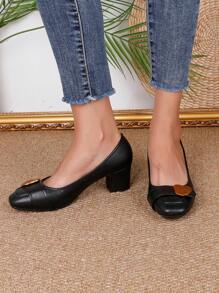 Zapatos De Tacón Bajo Con Diseño Elegante Para Mujeres - Negro - Ver 4