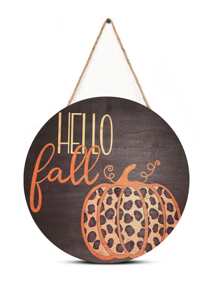 1入式「hello Fall」掛木門標誌,南瓜花紋木質圓牌掛飾,用於鄉村農家庭院正門、客廳、臥室和感恩節秋季裝飾 - 彩色 - 查看 1