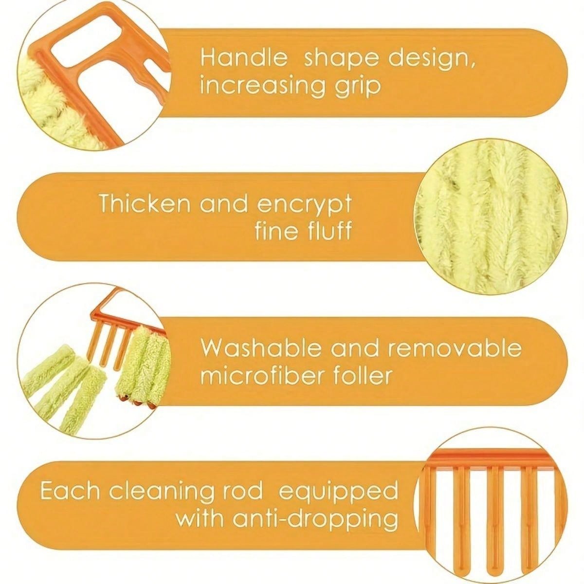 1pc Washable 7Finger Duster Tool for Window Blinds, Air