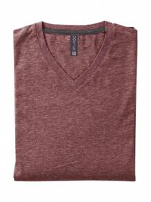 Camiseta Camisa Masculina Blusa Slim Fit Lisa Basic Gola V - Vinho - Visão 3