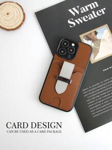 1pc Brown Anti-drop Phone Case With Card Slot Compatible With Apple Iphone 11/12/13/14/15 - Brown - View 6