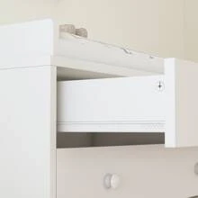 Large Modern Wood Nursery Storage Dresser Chest with Wide Table Top, 5 Drawers & 2 Shelves, Wide Storage Space Functional Organizer