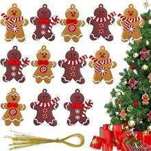 12入組可愛運動小薑餅人飾品,適用於聖誕樹裝飾、聖誕派對用品,是送給家人和孩子的聖誕禮物