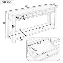 Nestfair Console Table with Bottom Shelf and 4-Drawer