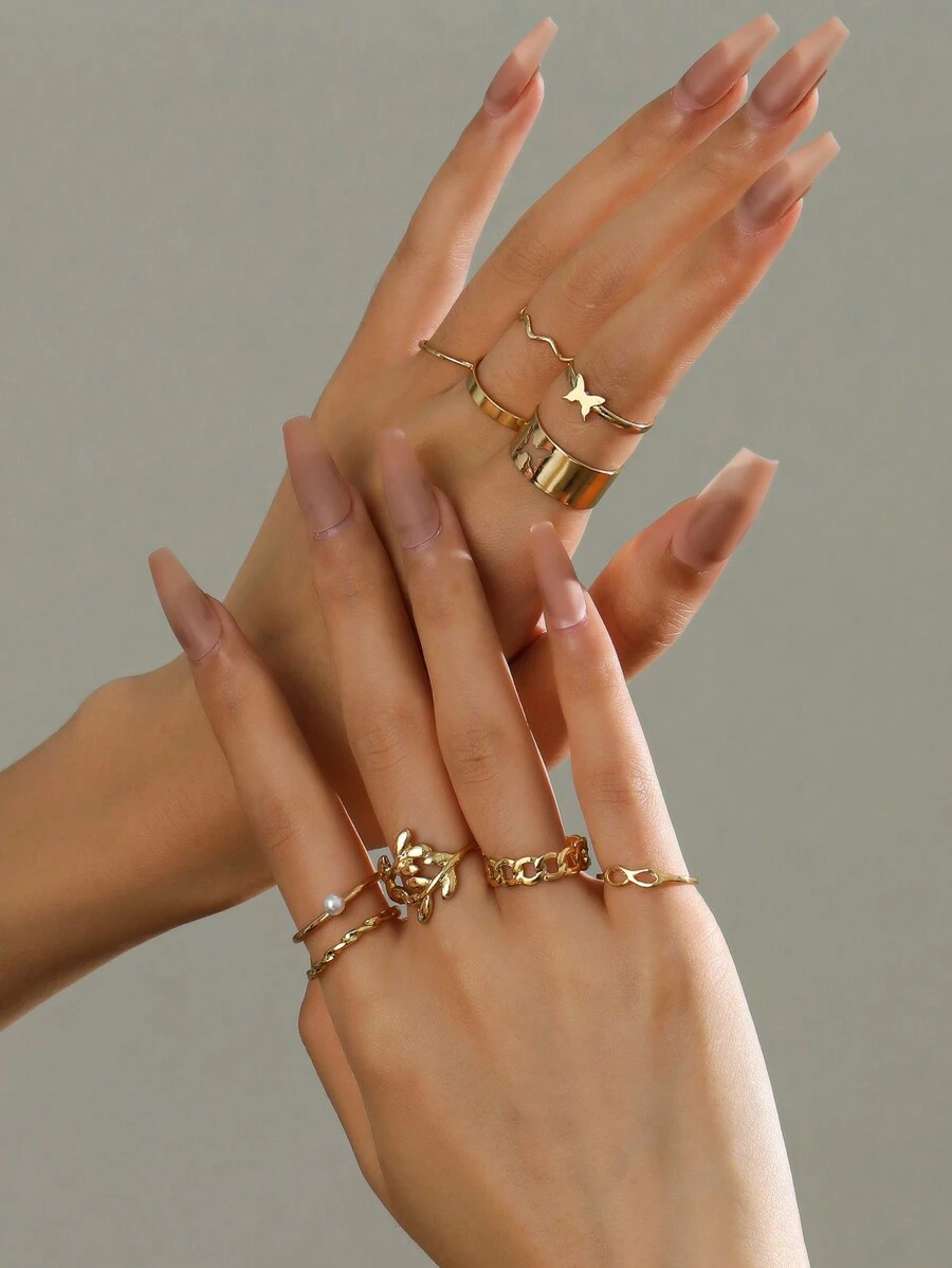 10pcs/set Women's Daily Wear Rings - Gold - View 1