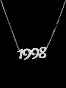 1 pc Fashion Style Steel Color Year Digital Time Pendant Necklace for Women's Daily Wear