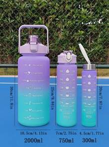 1 Miếng 2L Hoặc 750ml Hoặc 300ml  Dung lượng lớn Màu hồng Biến đổi dần PC Bình nước , Thể thao Và Khỏe mạnh Có thể mang đi Cốc rơm , Đối với Nhà  Và Du lịch Ngoài trời Sử dụng - Hồng - Xem 2