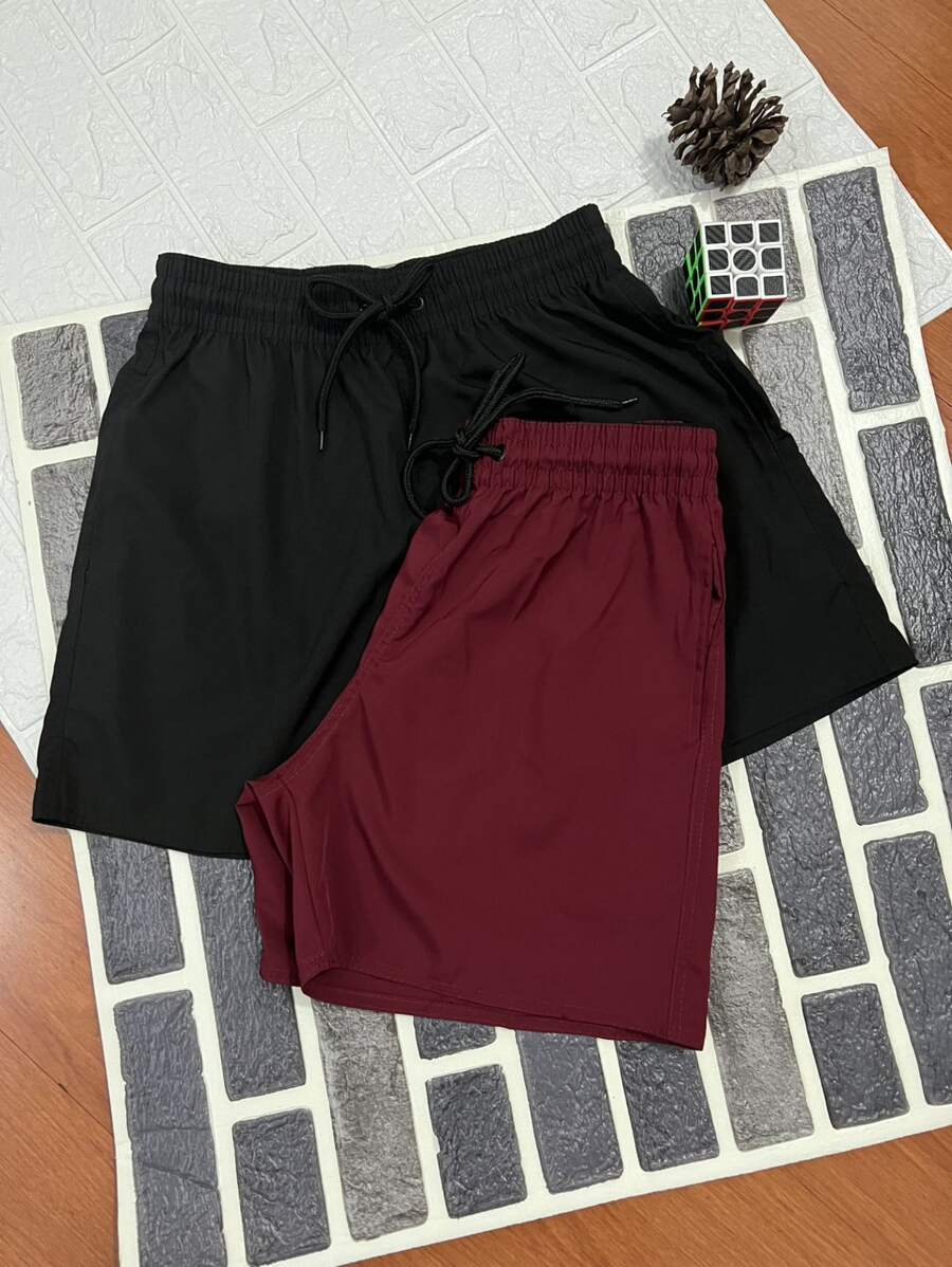 Men Shorts - Burgundy - View 1