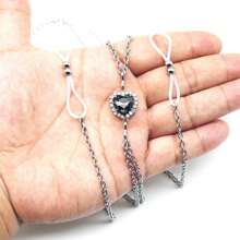 1pc Non-piercing Faux Nipple Ring/nipple Chain With Crystal & Rhinestone Decoration, Suitable For Women's Daily Wear - Grey - View 4