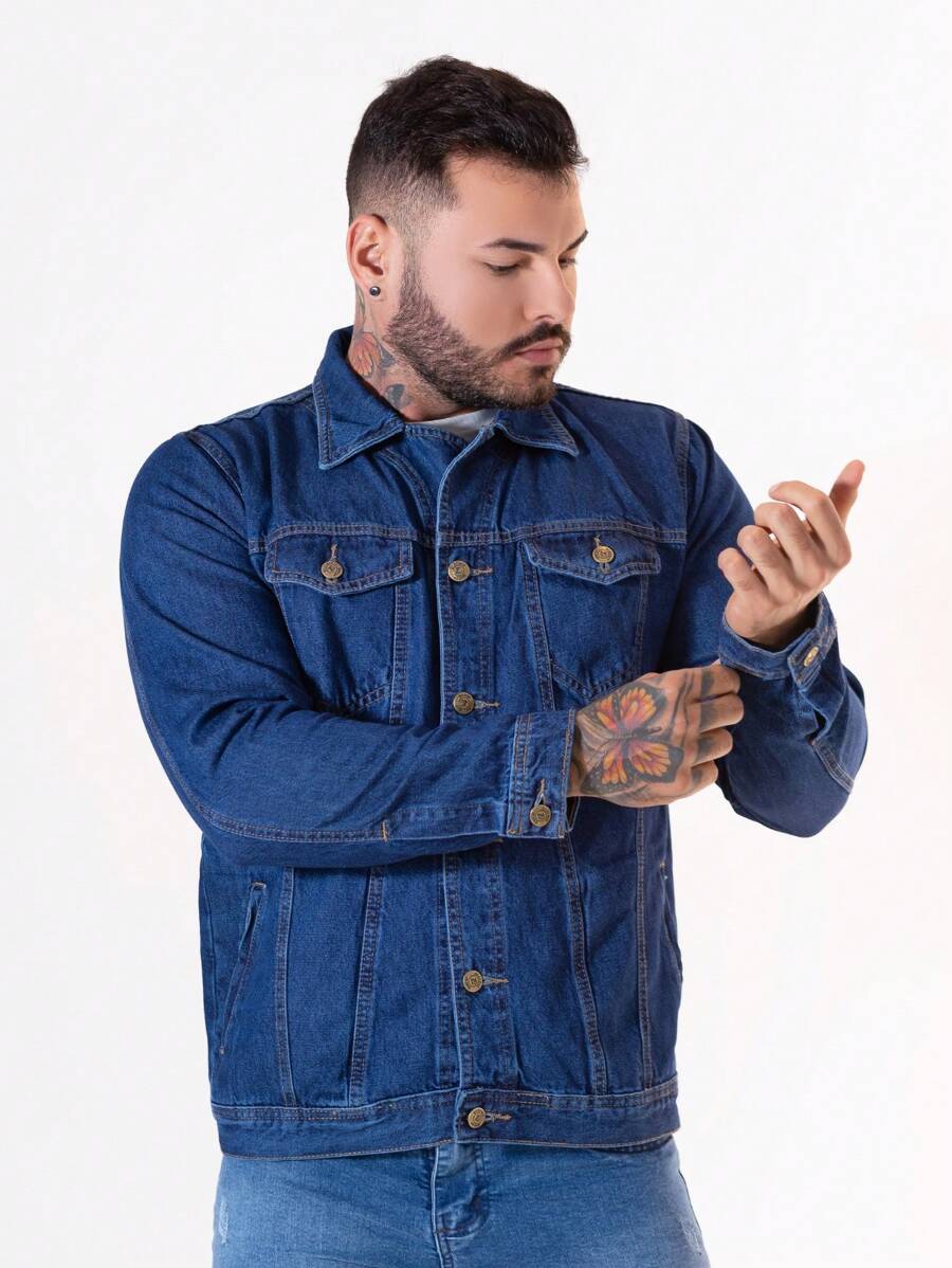 Men Denim Jackets - Rửa tối - Xem 1