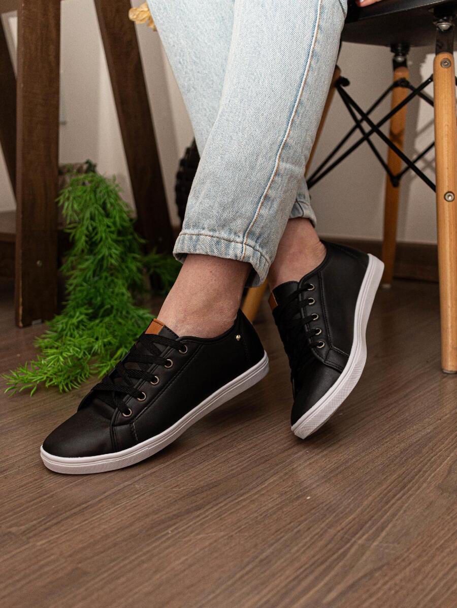 Women Wedge Sneakers - Black - View 1