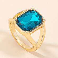 1入組綠色復古&華麗&高端金色圓環,西方風格合金手指圓環,時尚配件