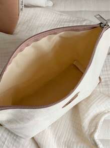 1pc Khaki Color Baby Diaper Storage Bag Portable Bear Print Nappy Changing Organizer For Outdoor Use For Diaper, Bottle, Formula And Diaper - Khaki - View 9