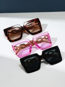 3 perechi de ochelari decorativi din plastic, stil boem, pătrați retro, la modă, accesorii de plajă unisex pentru femei, ochelari de soare, elemente de bază, ținute de toamnă și iarnă pentru femei, haine, cadouri casual de afaceri, lanț pentru vacanță de vară la plajă, în aer liber, călătorii