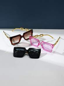 3 perechi de ochelari decorativi din plastic, stil boem, pătrați retro, la modă, accesorii de plajă unisex pentru femei, ochelari de soare, elemente de bază, ținute de toamnă și iarnă pentru femei, haine, cadouri casual de afaceri, lanț pentru vacanță de vară la plajă, în aer liber, călătorii