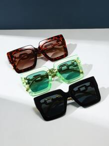 3 对复古方形波西米亚风格塑料镜框男女通用时尚眼镜